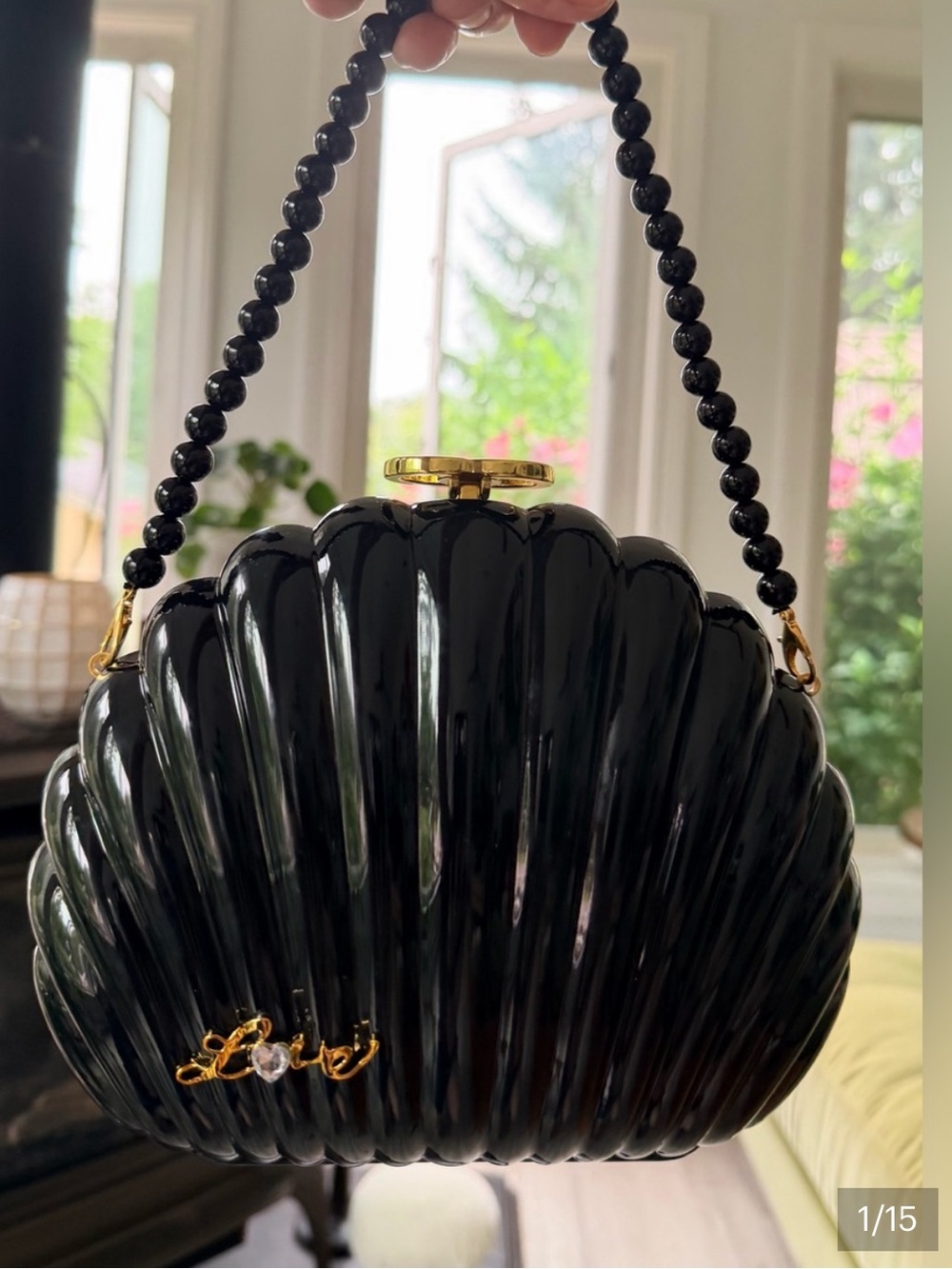 Black Shell-Shaped Evening Bag with Gold Accents by Chanel- VIP Gift